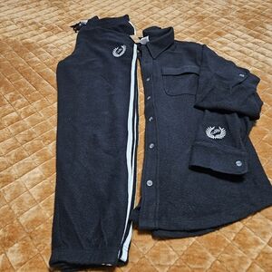 Nwt PINK Victoria's Secret Black Fleece Pants Oversized Shirt Hoodie Set Medium